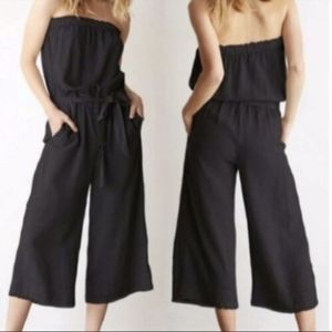 Anthropologie Cloth & Stone, Distressed Tube top Jumpsuit, Charcoal, Women's L,